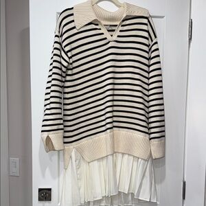English Factory Black and Cream Sweater Dress